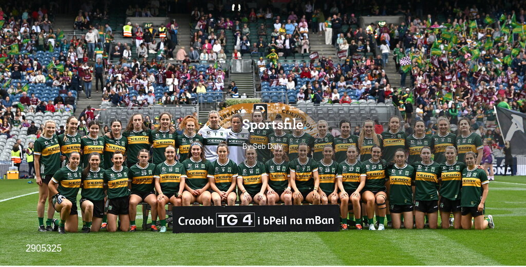 4 August 2024; The Kerry panel before the TG4 All-Ireland Ladies Football Senior Championship final match between Galway and Kerry at Croke Park, Dublin. Photo by Seb Daly/Sportsfile