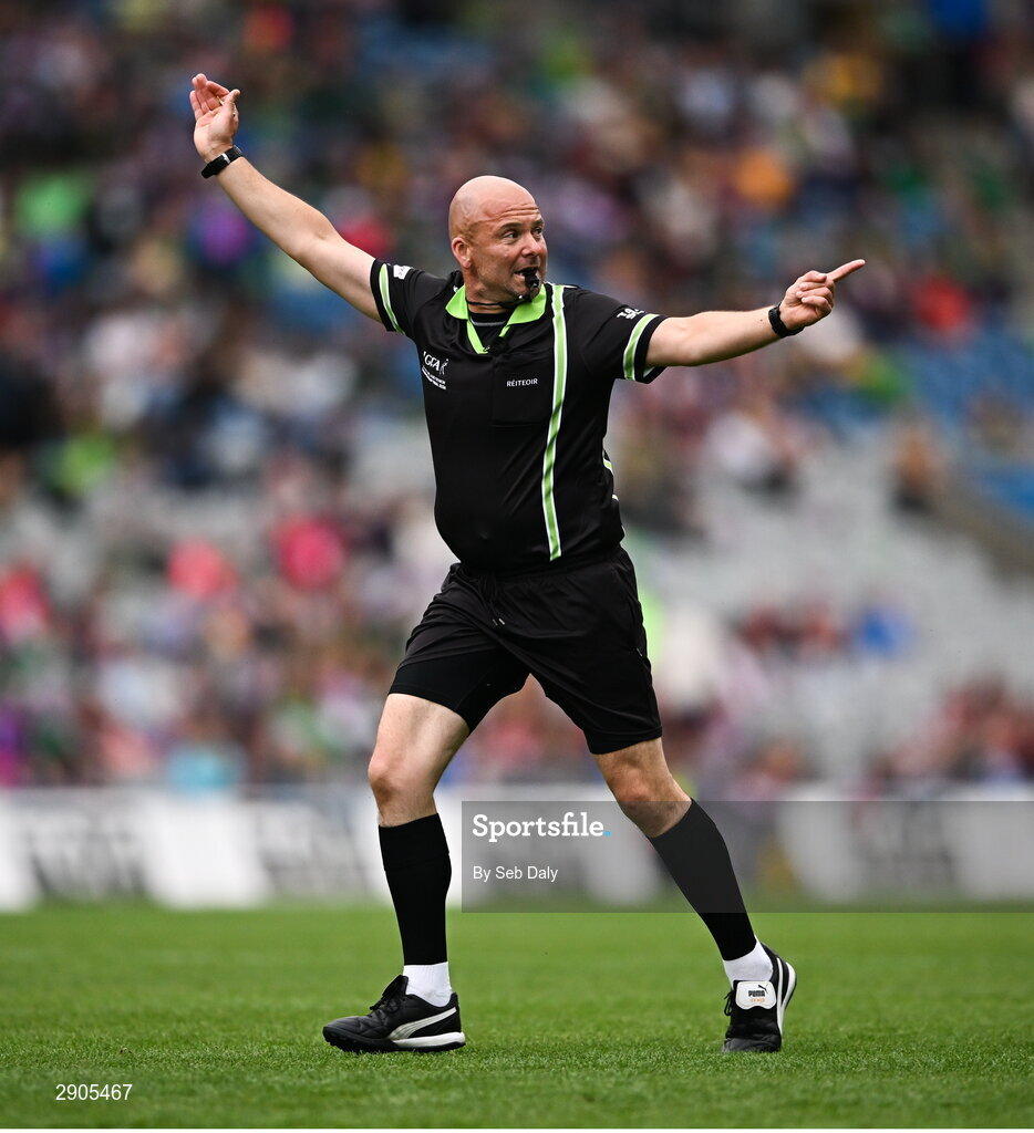 4 August 2024; Referee Jonathan Murphy during the TG4 All-Ireland Ladies Football Senior Championship final match between Galway and Kerry at Croke Park, Dublin. Photo by Seb Daly/Sportsfile