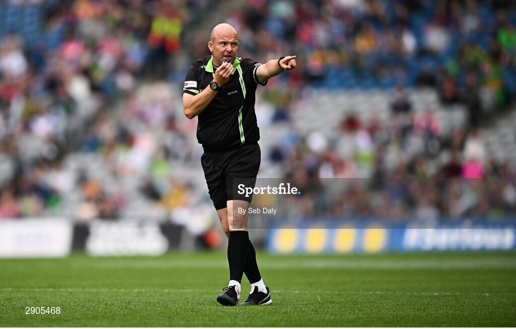 4 August 2024; Referee Jonathan Murphy during the TG4 All-Ireland Ladies Football Senior Championship final match between Galway and Kerry at Croke Park, Dublin. Photo by Seb Daly/Sportsfile
