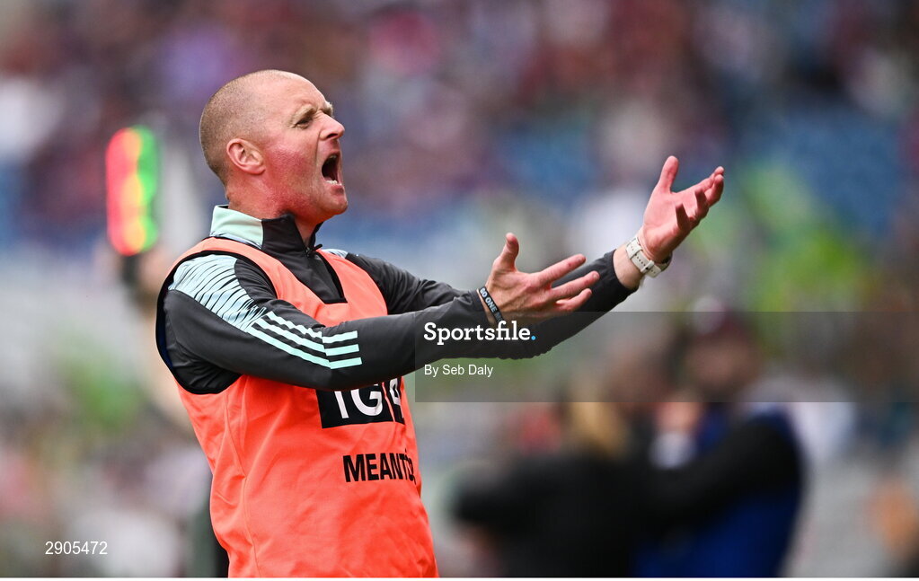 4 August 2024; Kerry joint manager Darragh Long celebrates during the TG4 All-Ireland Ladies Football Senior Championship final match between Galway and Kerry at Croke Park, Dublin. Photo by Seb Daly/Sportsfile