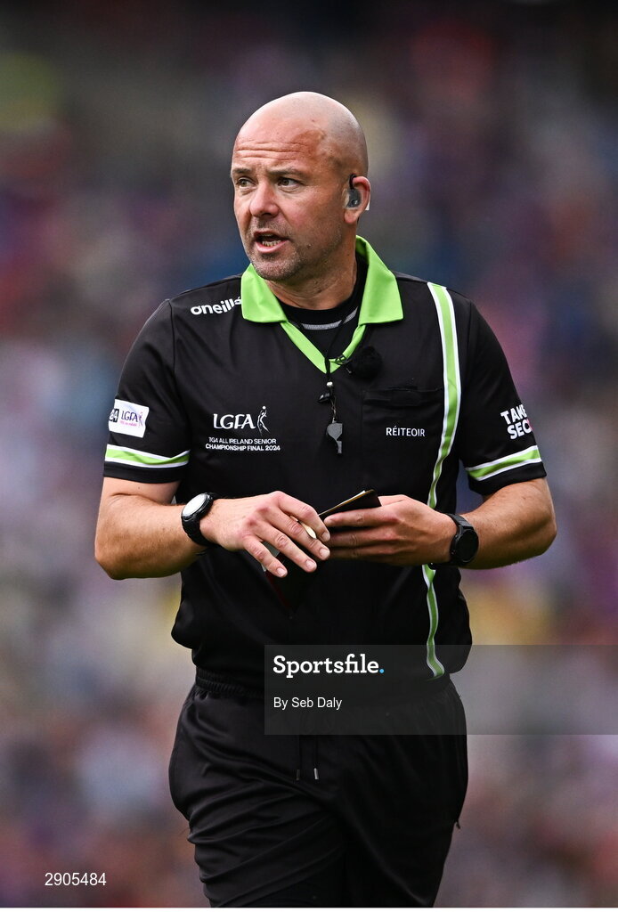 4 August 2024; Referee Jonathan Murphy during the TG4 All-Ireland Ladies Football Senior Championship final match between Galway and Kerry at Croke Park, Dublin. Photo by Seb Daly/Sportsfile