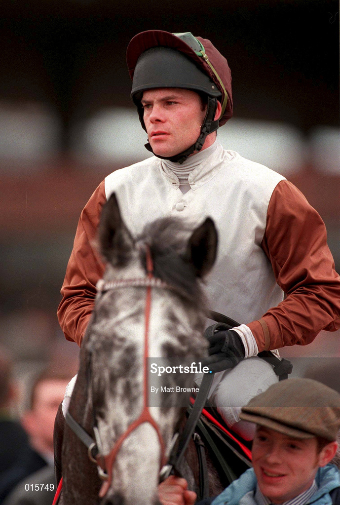 17 February 1998; Adrian Maguire on Relkeel during horse racing from Leopardstown in Dublin. Photo by Matt Browne/Sportsfile