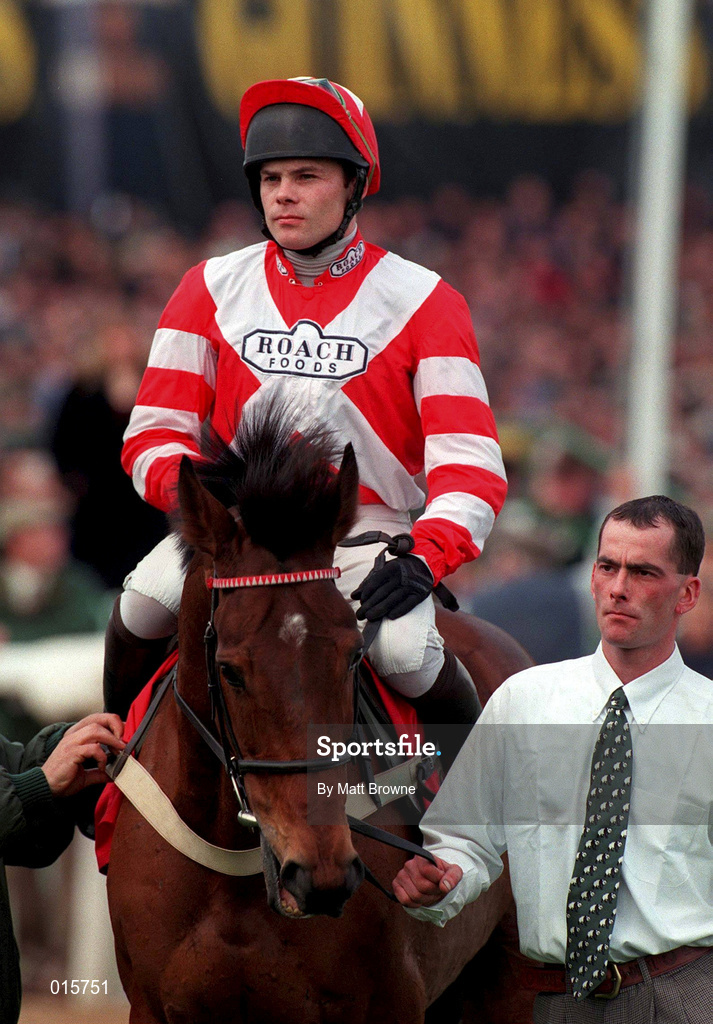 18 March 1998; Adrian Maguire on Viking Flagship during day two of the Cheltenham Racing Festival at Prestbury Park in Cheltenham, England. Photo by Matt Browne/Sportsfile