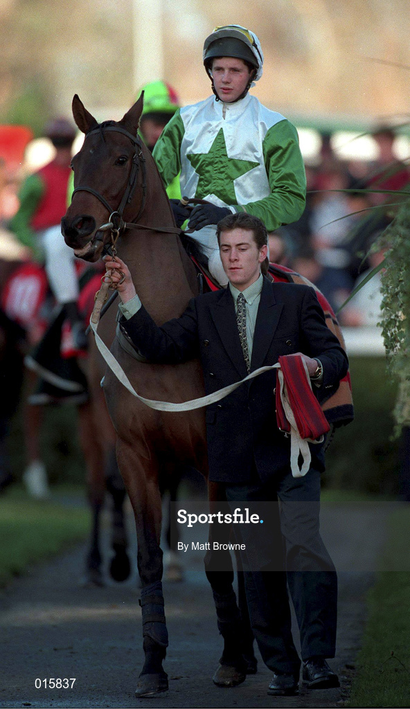 27 December 1997; Brian Bowens on Distinctly Noble during day two of the Leopardstown Christmas Festival at Leopardstown Racecourse in Dublin. Photo by Matt Browne/Sportsfile
