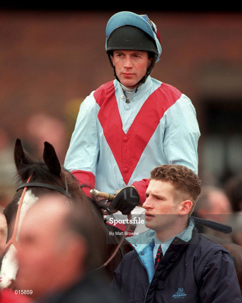 17 February 1998; Carl Llewellyn on Kerawi during horse racing from Leopardstown in Dublin. Photo by Matt Browne/Sportsfile