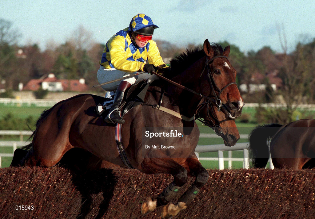 28 December 1998; Cloone Bridge, with Charlie Swan up, clear the last in the Trio/Jackpot/Placepot race during the Leopardstown Christmas Festival Day Three at Leopardstown Racecourse in Dublin. Photo by Matt Browne/Sportsfile