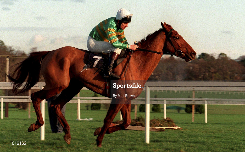 28 December 1998; Hardiman, with Conor O'Dwyer up, in action in the O'Dwyers Stillorgan Orchard Novice Hurdle during the Leopardstown Christmas Festival Day Three at Leopardstown Racecourse in Dublin. Photo by Matt Browne/Sportsfile
