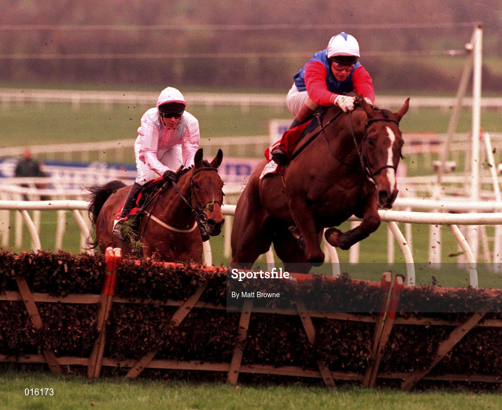 17 March 1998; His Song, with Richard Hughes up, clear the last in the Citroen Supreme Novices Hurdle race during day one of the Cheltenham Racing Festival at Prestbury Park in Cheltenham, England. Photo by Matt Browne/Sportsfile