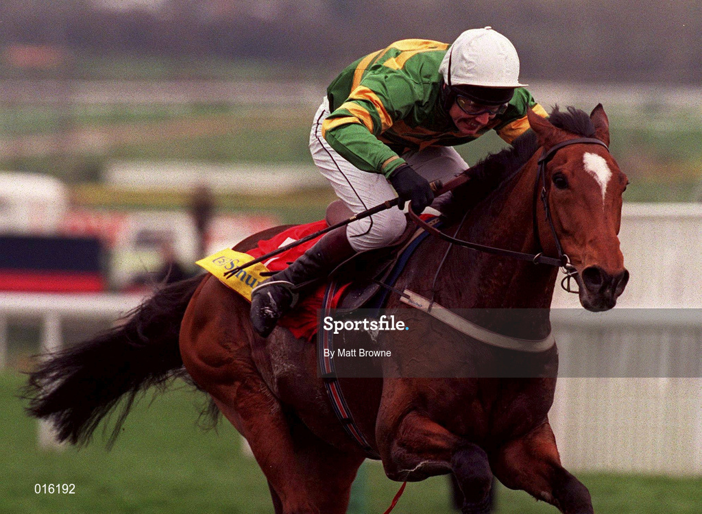 17 March 1998; Istabraq, with Charlie Swan up, on their way to winning the Smurfit Champion Hurdle during day one of the Cheltenham Racing Festival at Prestbury Park in Cheltenham, England. Photo by Matt Browne/Sportsfile