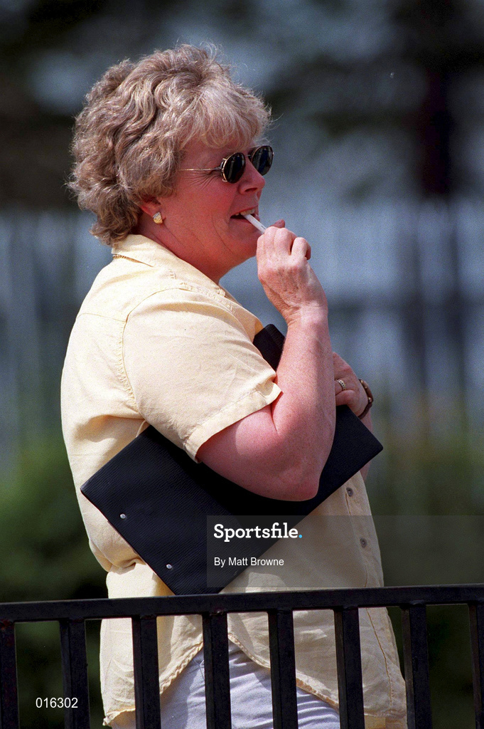 25 July 1998; Shot Putt official Ms Kay Guy during the BLÉ National Track & Field Championships at Morton Stadium in Santry, Dublin. Photo by Matt Browne/Sportsfile
