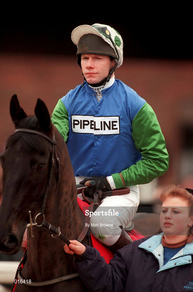 17 February 1998; Jockey Mick Fitzgerald during horse racing from Leopardstown in Dublin. Photo by Matt Browne/Sportsfile