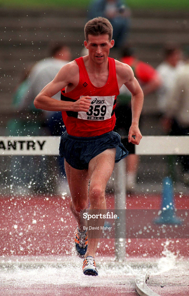 13 July 1997; Patrick Davoren of UCC, A.C. on his way to winning the 3000m Steeplechase during the BLÉ National Track & Field Championships at Morton Stadium in Santry, Dublin. Photo by David Maher/Sportsfile