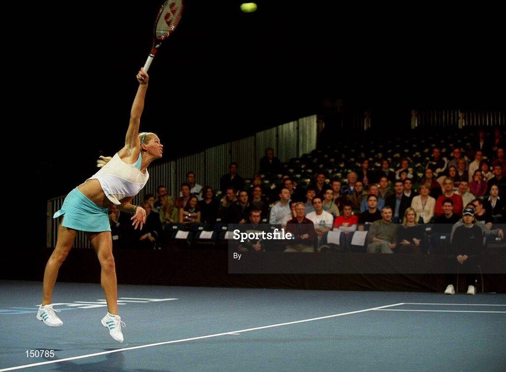 5 December 2002; Anna Kournikova in action during her match with Monica Seles. Europe v USA, Collins Cup Tennis, The Trilogy, Simmonscourt Pavillion, RDS, Dublin, Ireland. Picture credit; Pat Murphy / SPORTSFILE