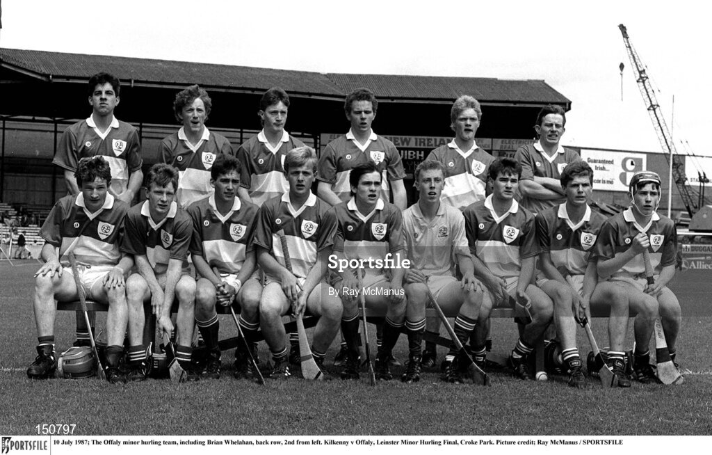 10 July 1987; The Offaly minor hurling team prior to the Leinster Minor Hurling Championship Final between Kilkenny and Offaly at Croke Park in Dublin. Photo by Ray McManus/Sportsfile