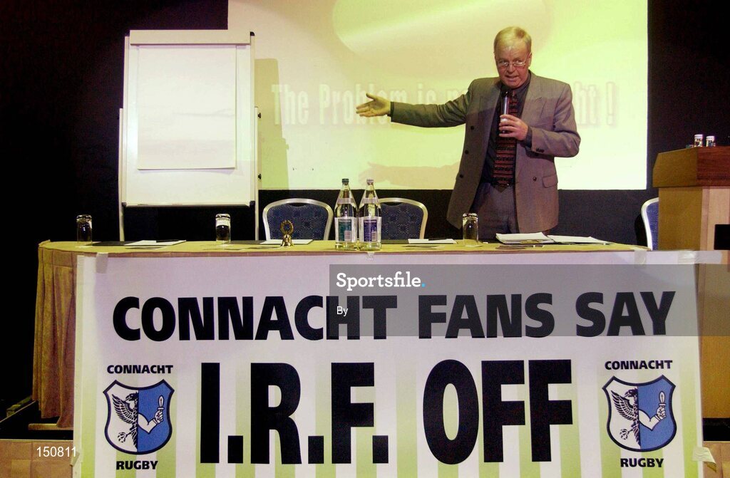 15 January 2003; Ralph O'Gorman speaks at a meeting of  "Friends of Connacht" where the future of Connacht Rugby was discussed, Radisson Hotel, Co. Galway. Picture credit; Damien Eagers / SPORTSFILE