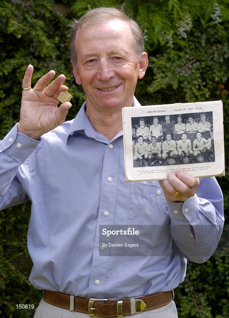 23 July 2004; Former Drumcondra United player Alf Girvan with his FAI Cup runners up medal and a team photograph of Drumcondra, both from 1961, at his home in Dublin. Picture credit; Damien Eagers / SPORTSFILE