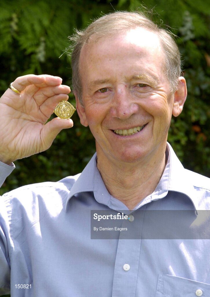23 July 2004; Former Drumcondra United player Alf Girvan with his FAI Cup runners up medal from 1961, at his home in Dublin. Picture credit; Damien Eagers / SPORTSFILE