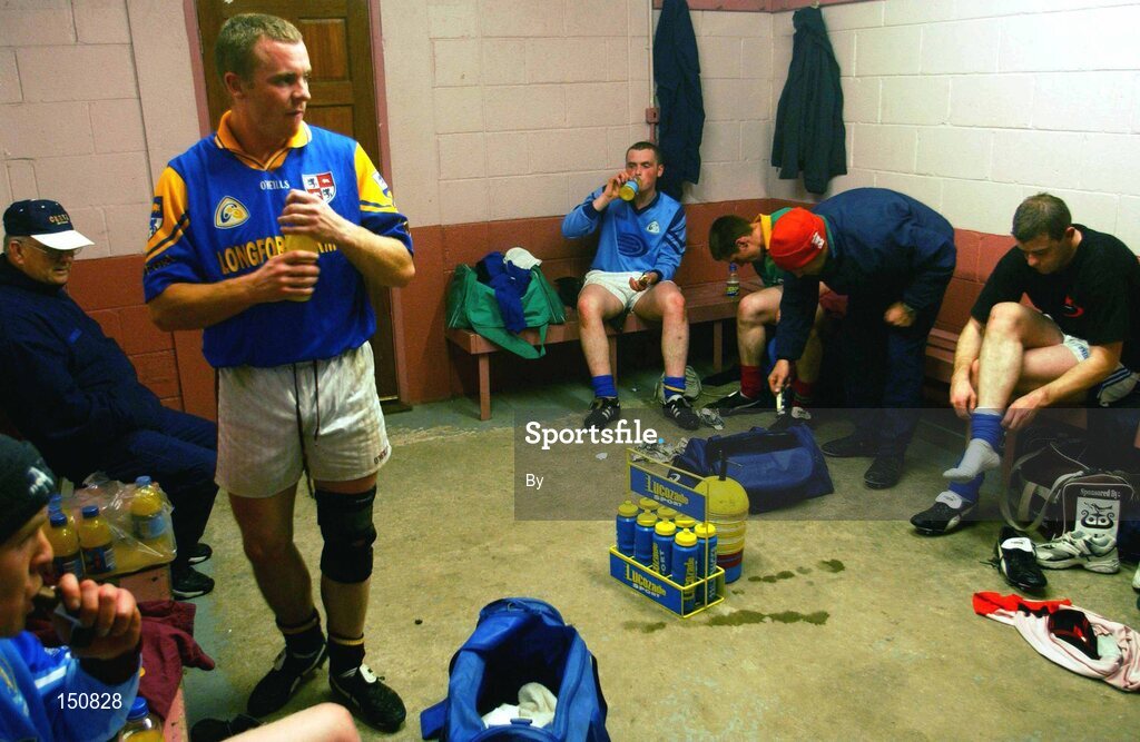 30 October 2002; Members of the Longford football team pictured in their dressing room at the end of squad training. Longford Slashers GAA Club, Longford. Picture credit; David Maher / SPORTSFILE