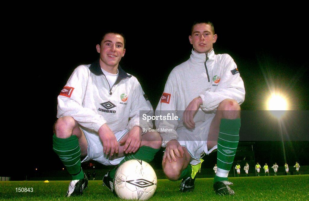 2 February 2004; David Connolly, left, and Gary Breen, Ireland U-15. Ireland U-15 v Wales U-15, Whitehall, Dublin. Picture credit; David Maher / SPORTSFILE
