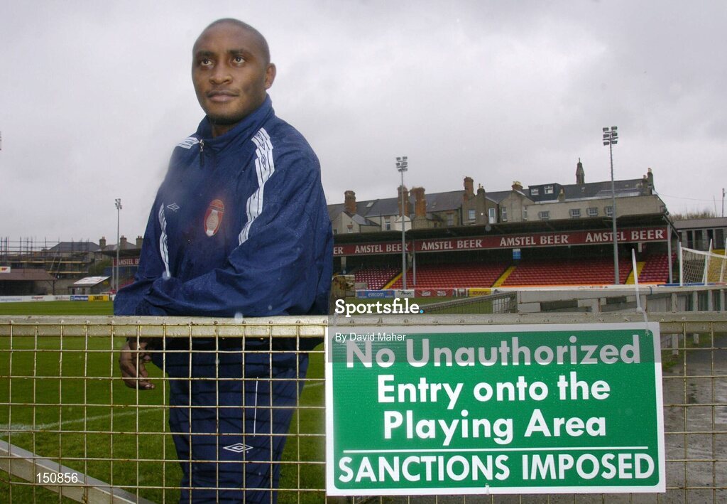 9 April 2004; Charles Mbabazi Livingstone, St. Patrick's Athletic. Richmond Park, Dublin. Picture credit; David Maher / SPORTSFILE *EDI*