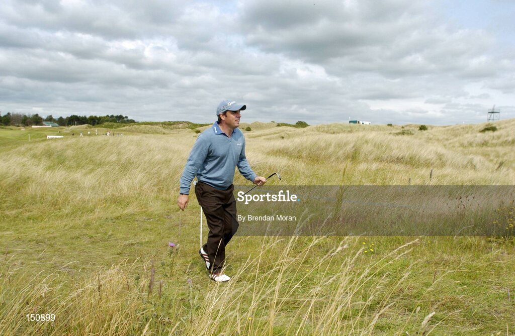 21 July 2004; Paul McGinley makes his way up to the 5th tee box. Nissan Irish Open Pro Am, County Louth Golf Club, Baltray, Co. Louth. Picture credit; Brendan Moran / SPORTSFILE