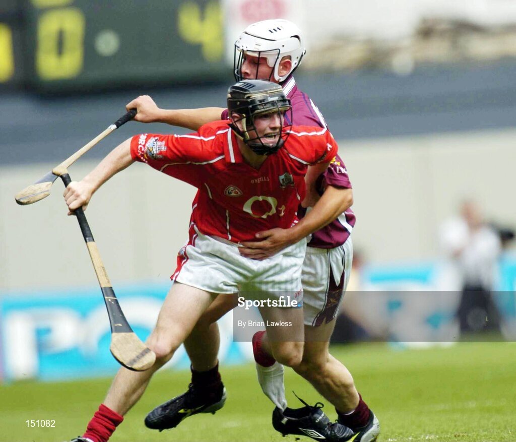 15 August 2004; Brendan Ring, Cork, in action against Paul Loughnane, Galway. Minor Hurling Championship Semi-Final, Galway v Cork, Croke Park, Dublin. Picture credit; Brian Lawless / SPORTSFILE
