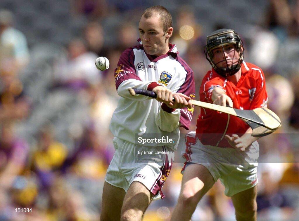 15 August 2004; Mark Herlihy, Galway, in action against Eoin Murphy, Cork. Minor Hurling Championship Semi-Final, Galway v Cork, Croke Park, Dublin. Picture credit; Brian Lawless / SPORTSFILE