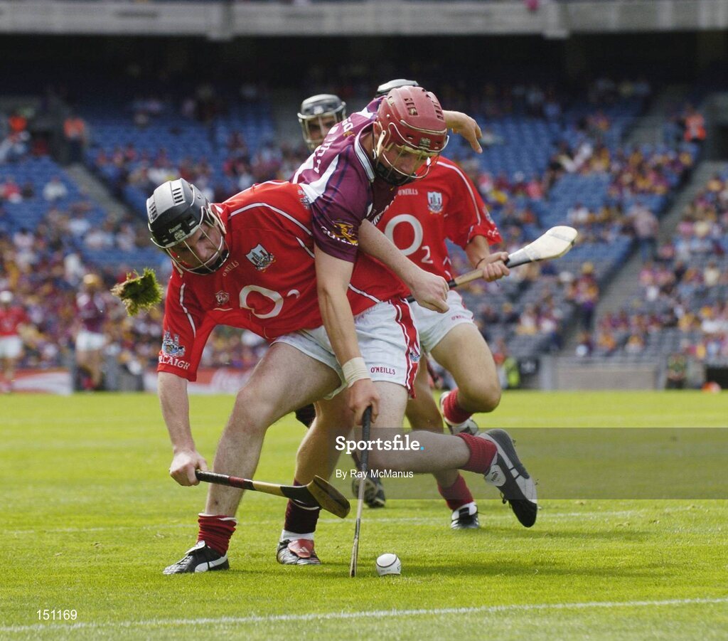 15 August 2004; Joe Canning, Galway, in action against Niall Horgan, Cork. Minor Hurling Championship Semi-Final, Galway v Cork, Croke Park, Dublin. Picture credit; Ray McManus / SPORTSFILE