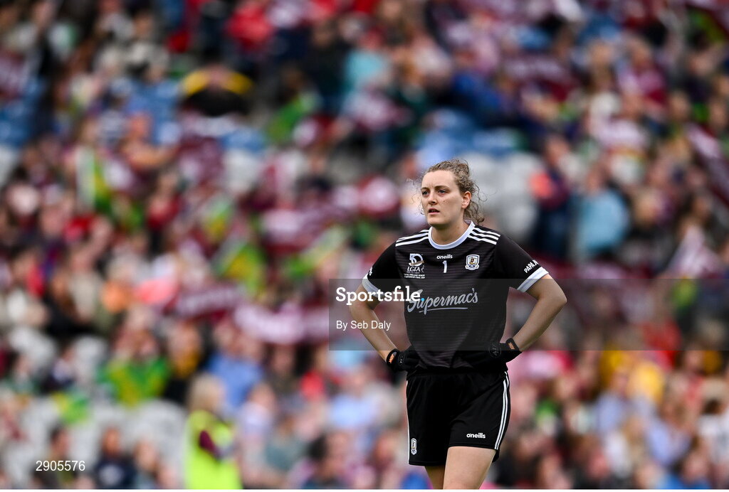 4 August 2024; Galway goalkeeper Dearbhla Gower during the TG4 All-Ireland Ladies Football Senior Championship final match between Galway and Kerry at Croke Park, Dublin. Photo by Seb Daly/Sportsfile