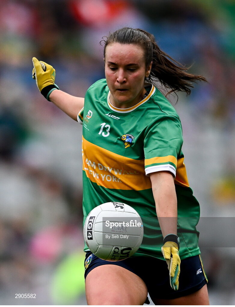4 August 2024; Ailbhe Clancy of Leitrim during the TG4 All-Ireland Ladies Football Intermediate Championship final match between Leitrim and Tyrone at Croke Park in Dublin. Photo by Seb Daly/Sportsfile