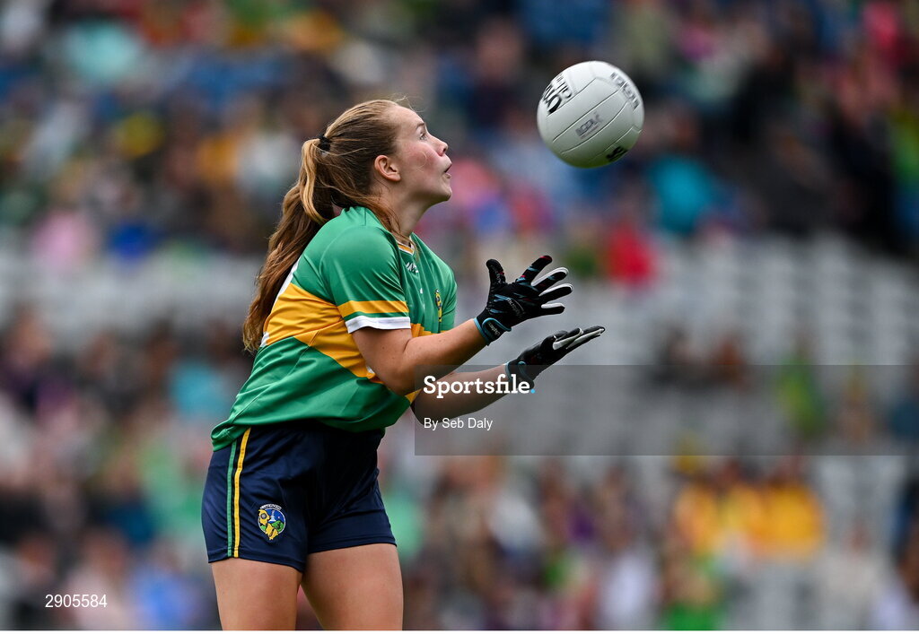 4 August 2024; Muireann Devaney of Leitrim during the TG4 All-Ireland Ladies Football Intermediate Championship final match between Leitrim and Tyrone at Croke Park in Dublin. Photo by Seb Daly/Sportsfile