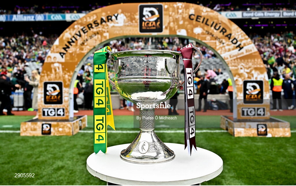 4 August 2024; The Brendan Martin Cup before the TG4 All-Ireland Ladies Football Senior Championship final match between Galway and Kerry at Croke Park in Dublin. Photo by Piaras Ó Mídheach/Sportsfile