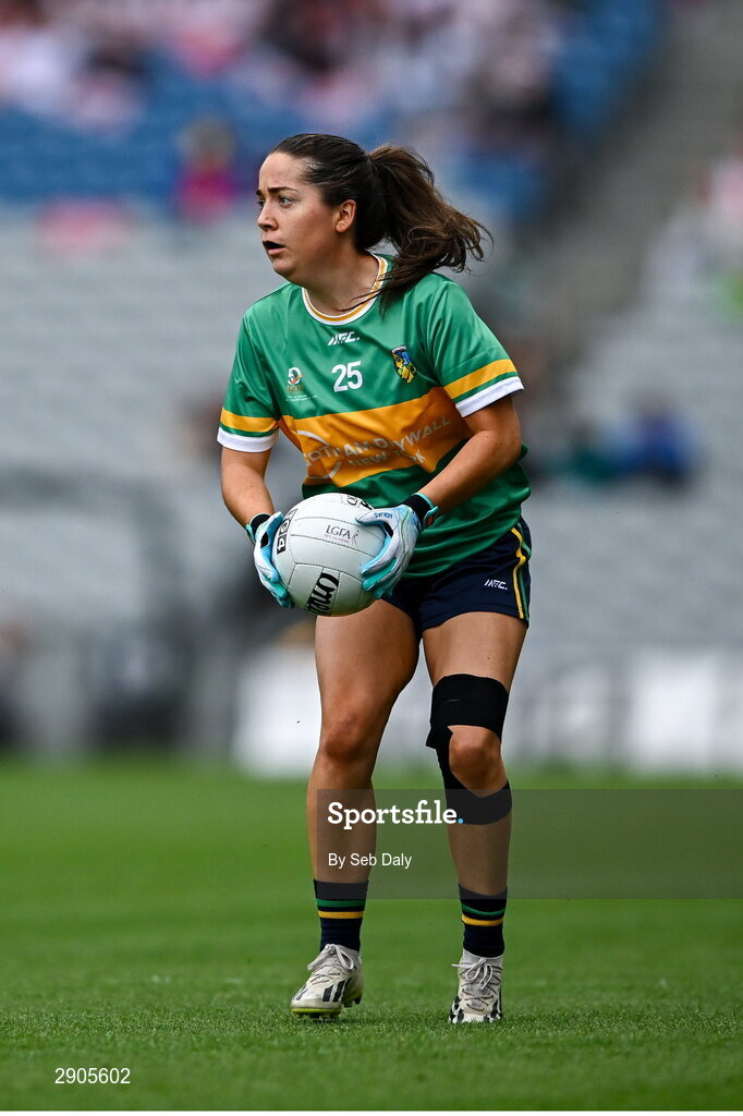 4 August 2024; Leah Fox of Leitrim during the TG4 All-Ireland Ladies Football Intermediate Championship final match between Leitrim and Tyrone at Croke Park in Dublin. Photo by Seb Daly/Sportsfile