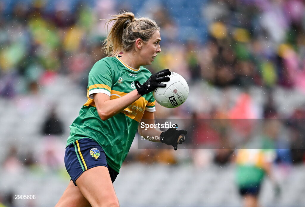 4 August 2024; Niamh Tighe of Leitrim during the TG4 All-Ireland Ladies Football Intermediate Championship final match between Leitrim and Tyrone at Croke Park in Dublin. Photo by Seb Daly/Sportsfile