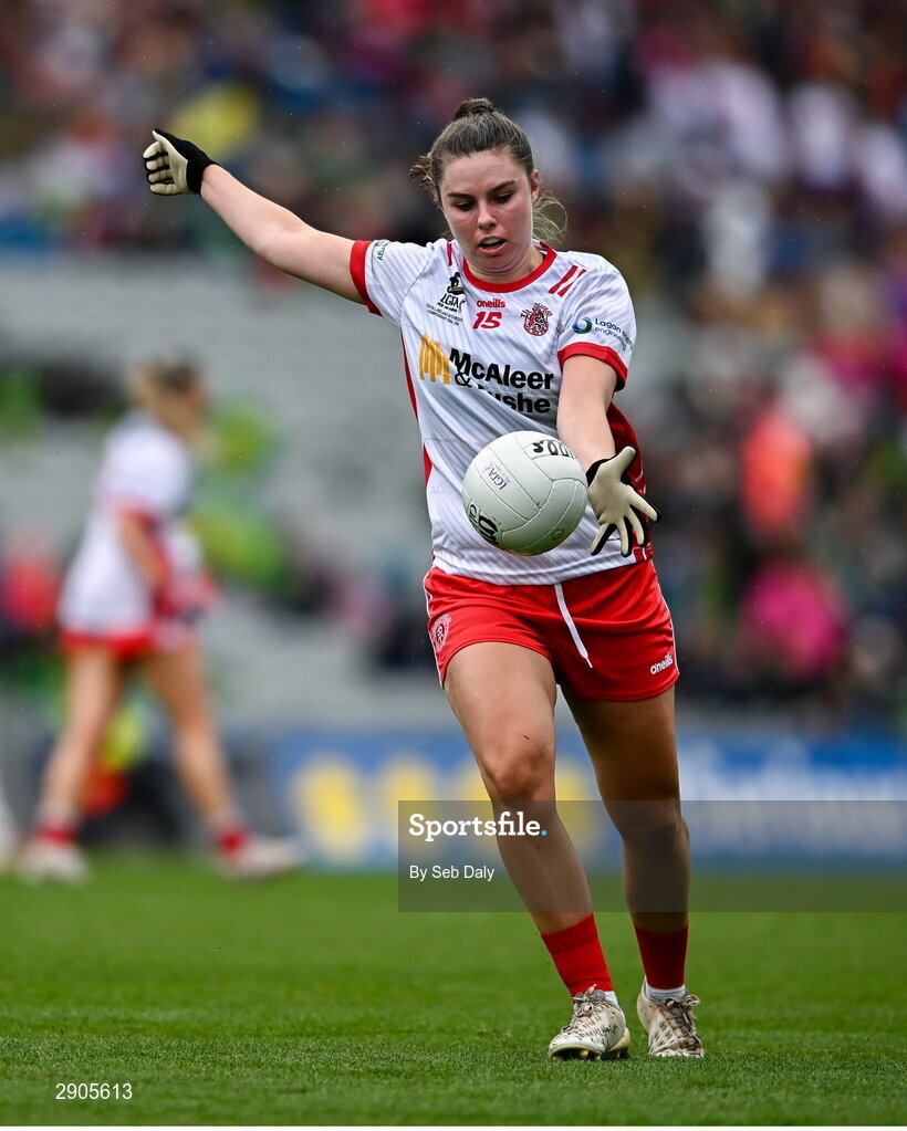 4 August 2024; Maria Canavan of Tyrone during the TG4 All-Ireland Ladies Football Intermediate Championship final match between Leitrim and Tyrone at Croke Park in Dublin. Photo by Seb Daly/Sportsfile