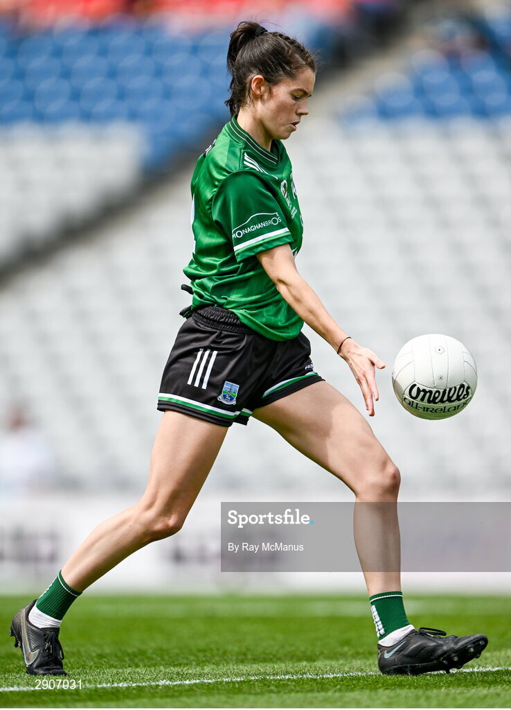 4 August 2024; Eimear Smyth of Fermanagh during the TG4 All-Ireland Ladies Junior Football Championship final match between Fermanagh and Louth at Croke Park, Dublin. Photo by Ray McManus/Sportsfile