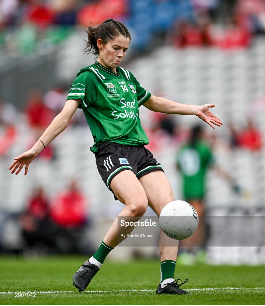 4 August 2024; Eimear Smyth of Fermanagh during the TG4 All-Ireland Ladies Junior Football Championship final match between Fermanagh and Louth at Croke Park, Dublin. Photo by Ray McManus/Sportsfile