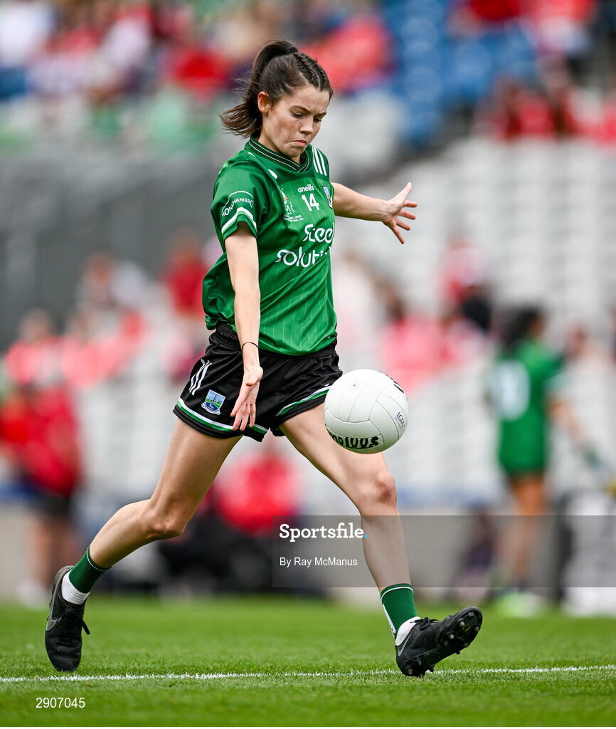 4 August 2024; Eimear Smyth of Fermanagh during the TG4 All-Ireland Ladies Junior Football Championship final match between Fermanagh and Louth at Croke Park, Dublin. Photo by Ray McManus/Sportsfile