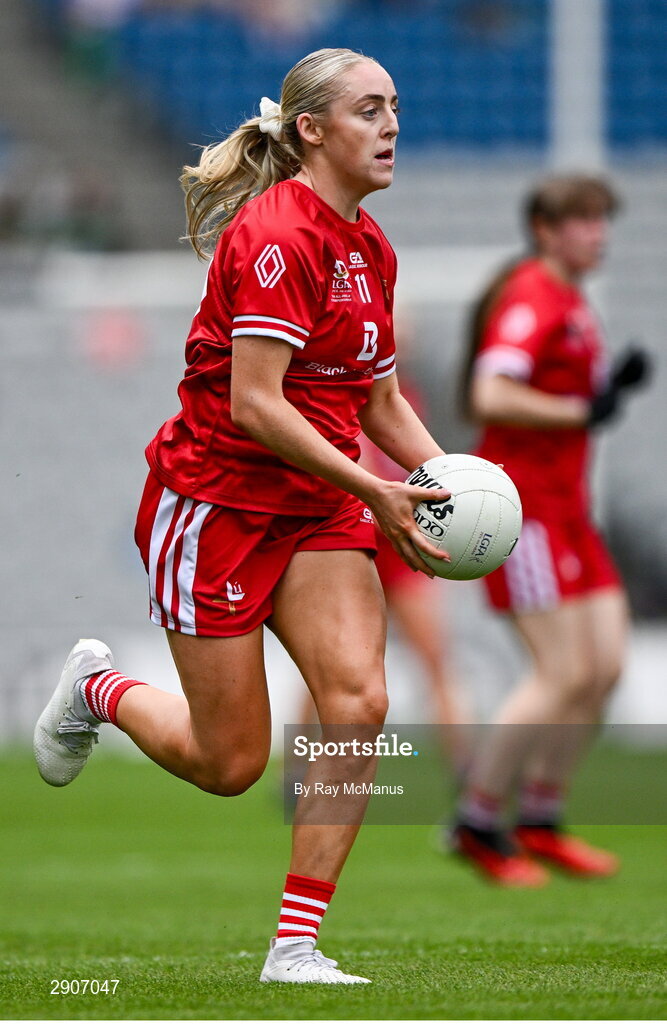 4 August 2024; Aoife Russell of Louth during the TG4 All-Ireland Ladies Junior Football Championship final match between Fermanagh and Louth at Croke Park, Dublin. Photo by Ray McManus/Sportsfile