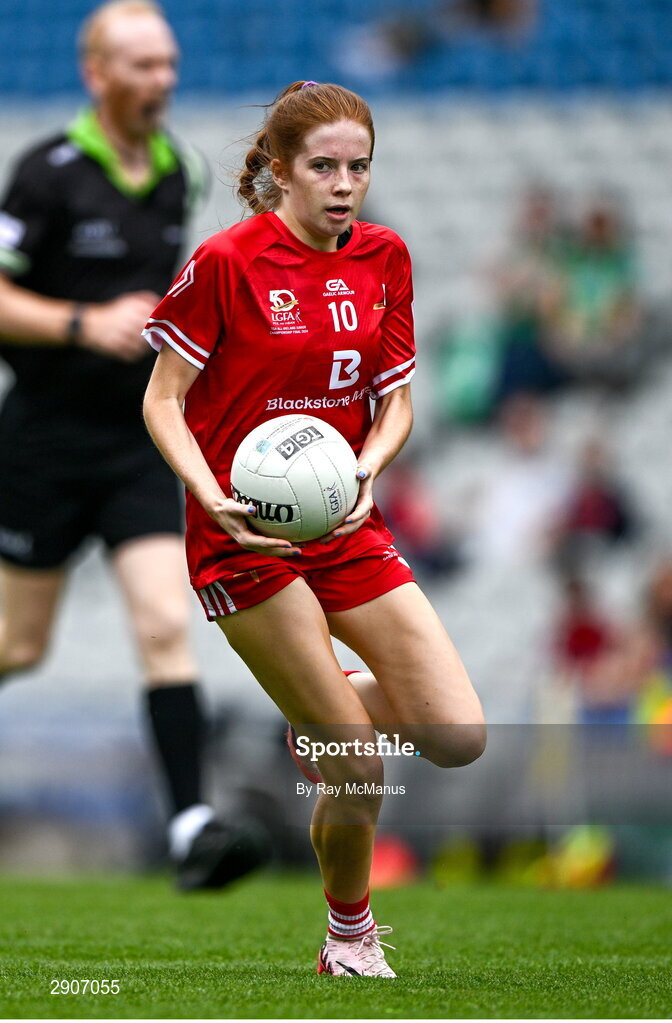 4 August 2024; Lucy White of Louth during the TG4 All-Ireland Ladies Junior Football Championship final match between Fermanagh and Louth at Croke Park, Dublin. Photo by Ray McManus/Sportsfile
