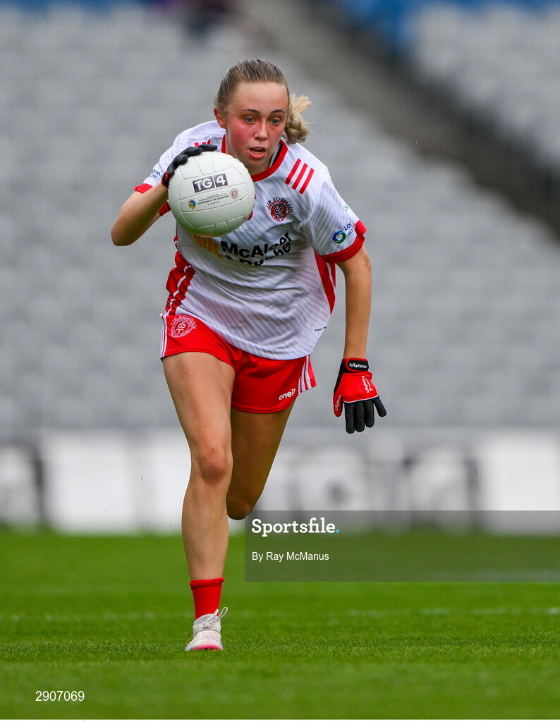 4 August 2024; Áine Grimes of Tyrone during the TG4 All-Ireland Ladies Football Intermediate Championship final match between Leitrim and Tyrone at Croke Park, Dublin. Photo by Ray McManus/Sportsfile