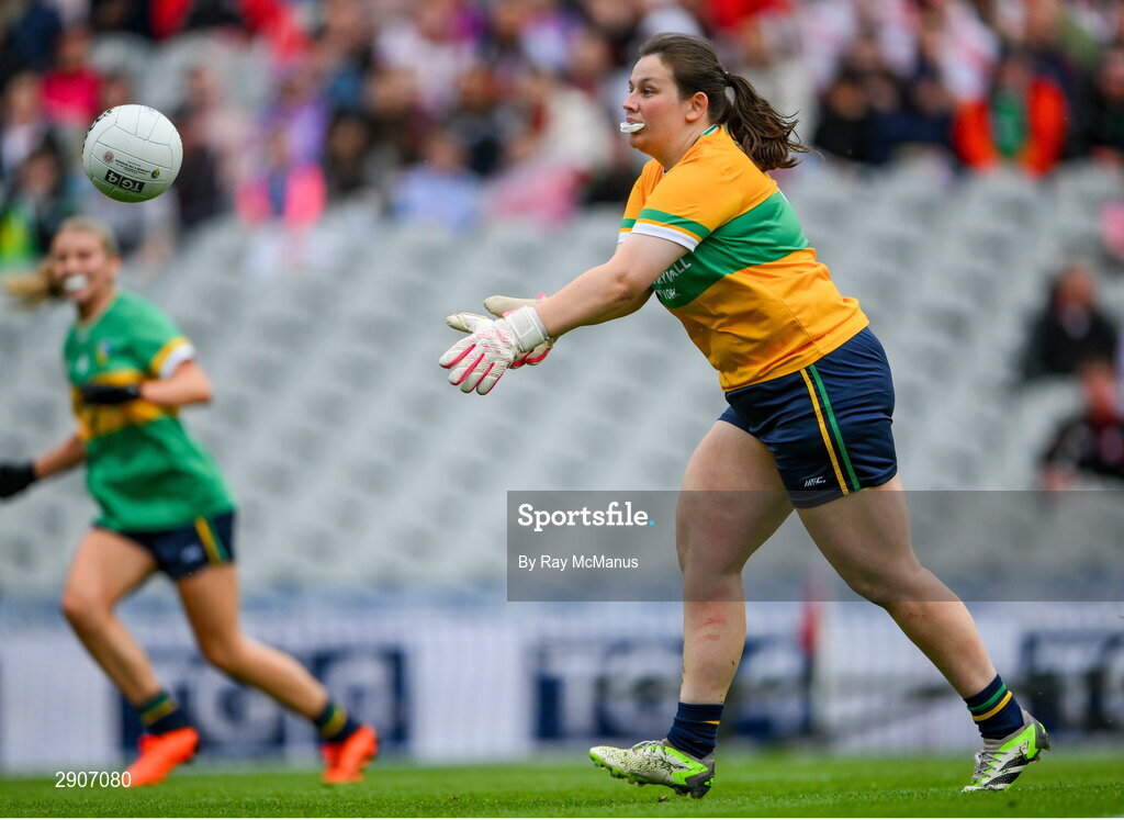 4 August 2024; Leitrim goalkeeper Michelle Monaghan during the TG4 All-Ireland Ladies Football Intermediate Championship final match between Leitrim and Tyrone at Croke Park, Dublin. Photo by Ray McManus/Sportsfile