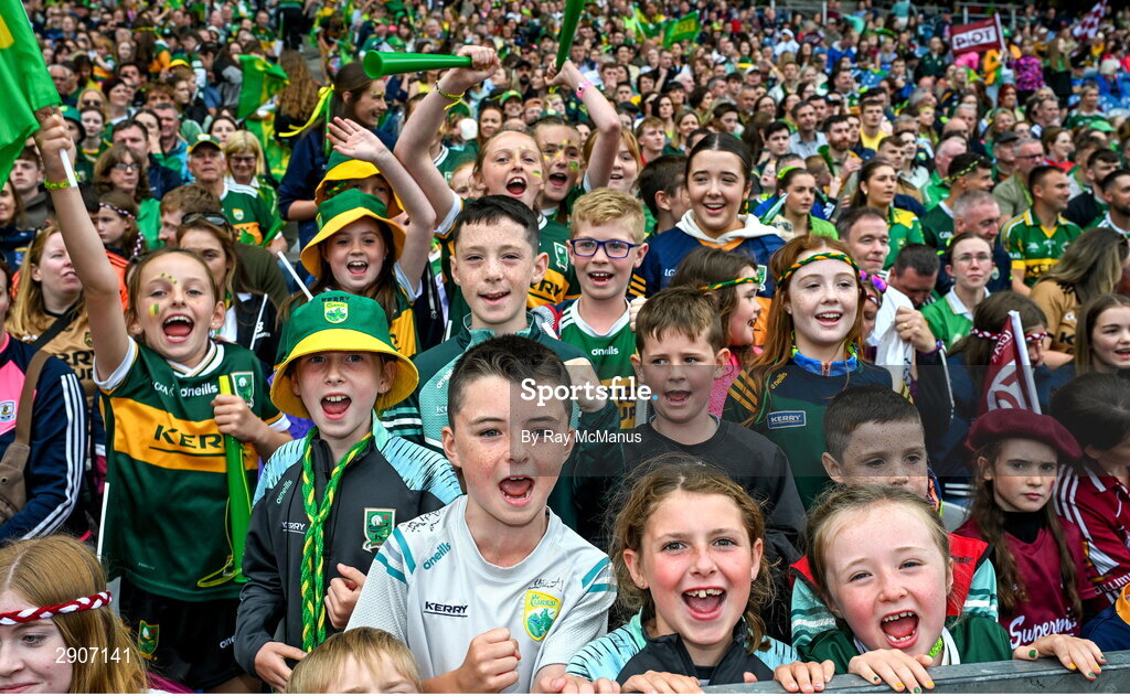 4 August 2024; Kerry supporters, in the Hogan Stand, during the TG4 All-Ireland Ladies Football Senior Championship final match between Galway and Kerry at Croke Park, Dublin. Photo by Ray McManus/Sportsfile