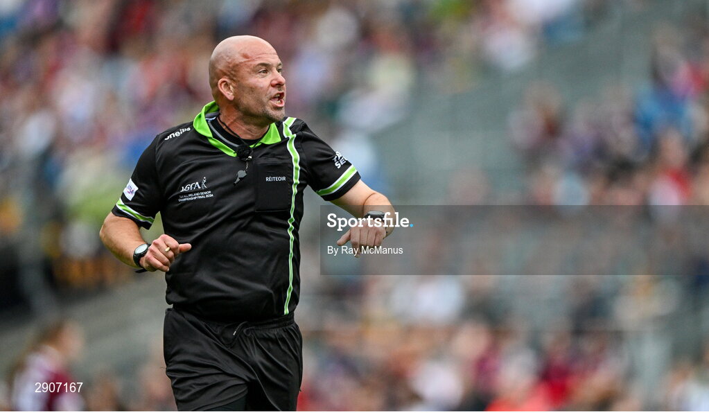 4 August 2024; Referee Jonathan Murphy during the TG4 All-Ireland Ladies Football Senior Championship final match between Galway and Kerry at Croke Park, Dublin. Photo by Ray McManus/Sportsfile