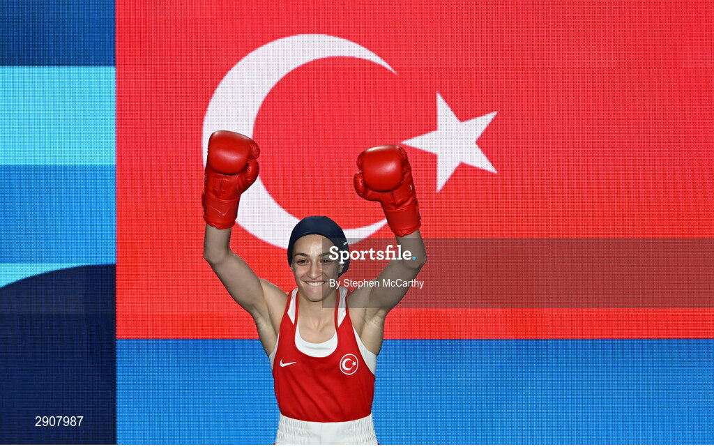 6 August 2024; Buse Naz Cakiroglu of Team Turkiye before her women's 50kg semi-final bout against Aira Villegas of Team Philippines at Court Philippe-Chatrier in Roland Garros Stadium during the 2024 Paris Summer Olympic Games in Paris, France. Photo by Stephen McCarthy/Sportsfile