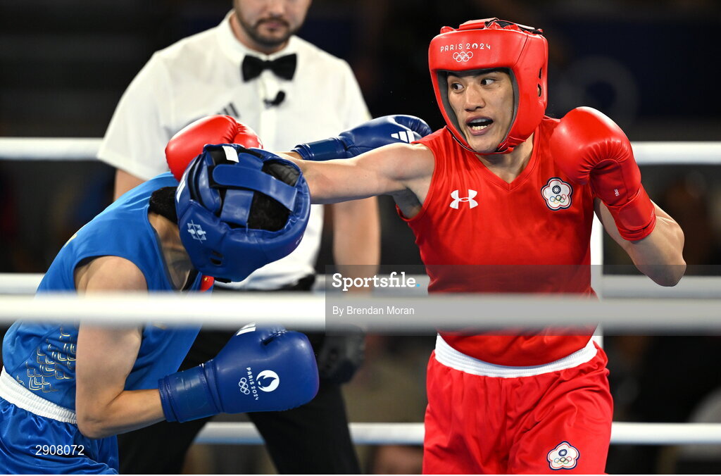 6 August 2024; Nien Chin Chen of Team Chinese Taipei, right, and Liu Yang of Team People's Republic Of China at Court Philippe-Chatrier in Roland Garros Stadium during the 2024 Paris Summer Olympic Games in Paris, France. Photo by Brendan Moran/Sportsfile