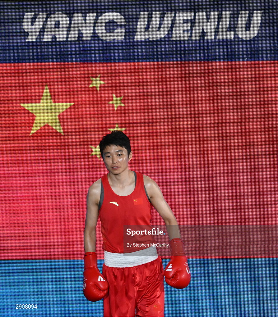 6 August 2024; Wenlu Yang of Team People's Republic of China before her women's 60kg final bout against Kellie Harrington of Team Ireland at Court Philippe-Chatrier in Roland Garros Stadium during the 2024 Paris Summer Olympic Games in Paris, France. Photo by Stephen McCarthy/Sportsfile