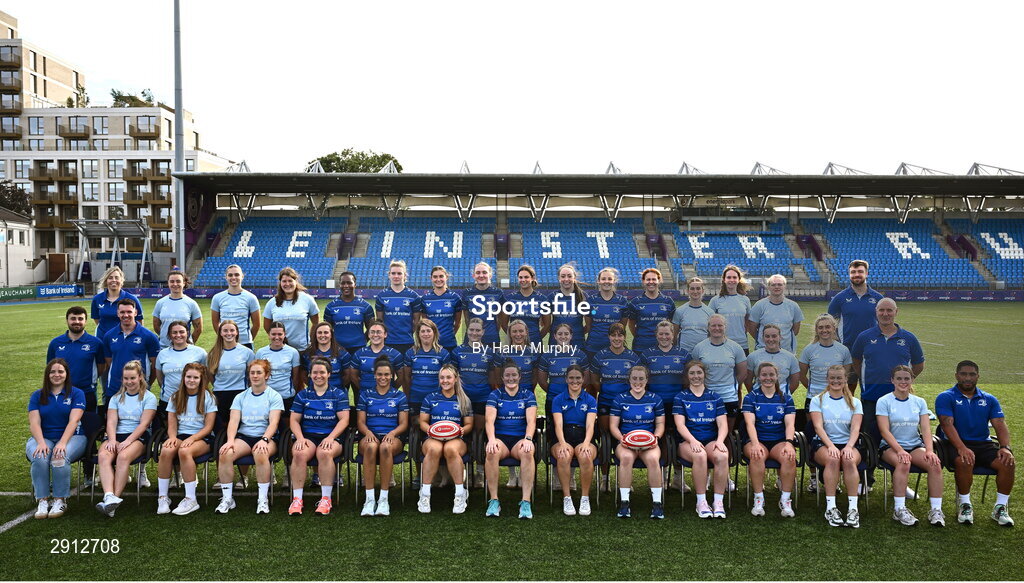 9 August 2024; The Leinster squad and staff during a Leinster Rugby women's captain's run at Energia Park in Dublin. Photo by Harry Murphy/Sportsfile