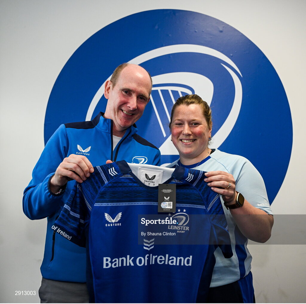 9 August 2024; Katie Layde during the Leinster Rugby women's jersey presentation at Energia Park in Dublin. Photo by Shauna Clinton/Sportsfile