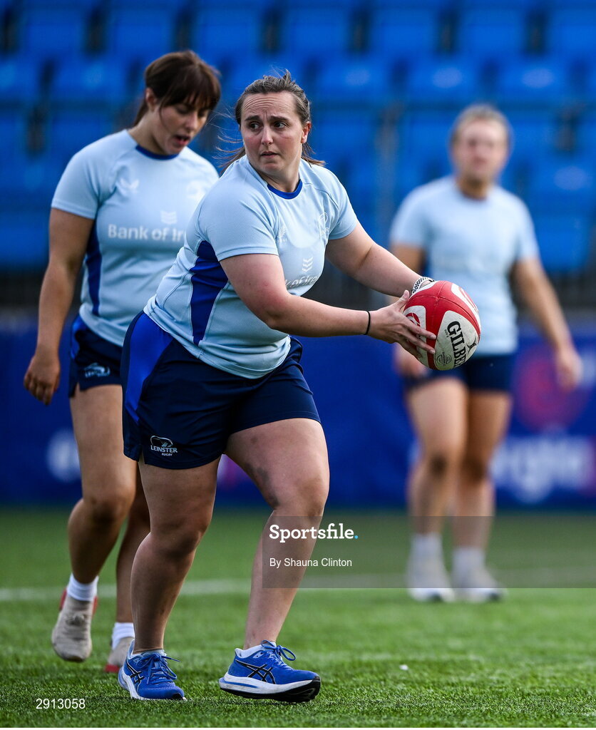 9 August 2024; Jemma Farrell during the Leinster Rugby women's captain's run at Energia Park in Dublin. Photo by Shauna Clinton/Sportsfile